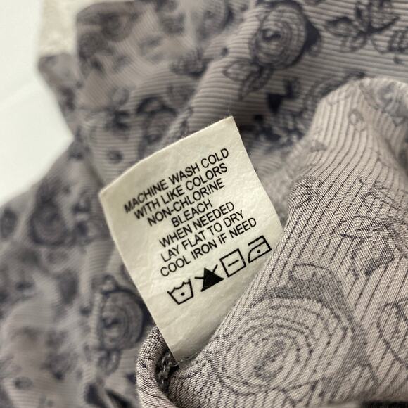 About A Girl Boho Crochet open back button up floral rose print L Pocket Western - Picture 12 of 12